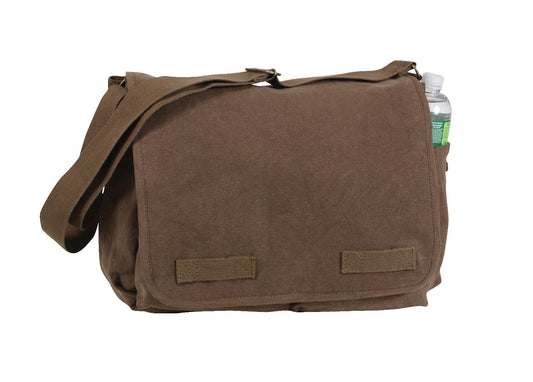 Vintage Washed Canvass Messenger Bag: Earth Brown