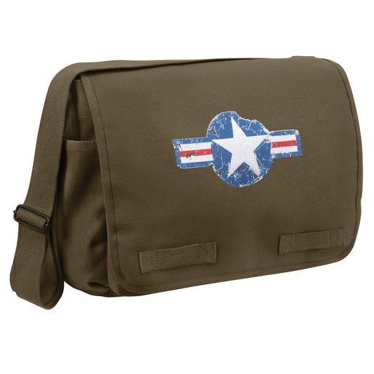 Vintage Classic Messenger Bag- Olive Drab Army Air Corp