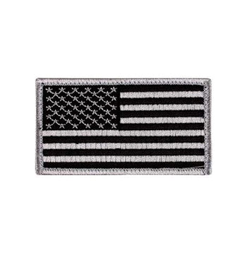 military and police store: military and police store: american flag patch: silver-black/normal hook back