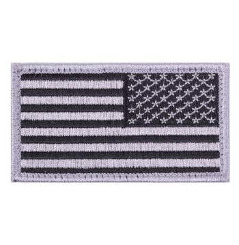 military and police store: military and police store: american flag patch: silver-black reverse/hook back