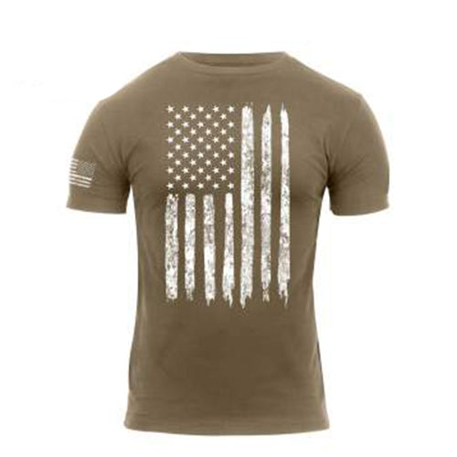 military and police store: military and police store: distressed us flag t-shirt: coyote brown