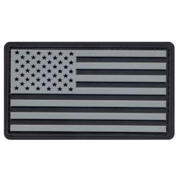 military and police store: military and police store: pvc flag patch: black/silver hook back
