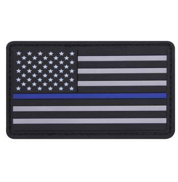military and police store: military and police store: pvc american flag patch: blue line hook back