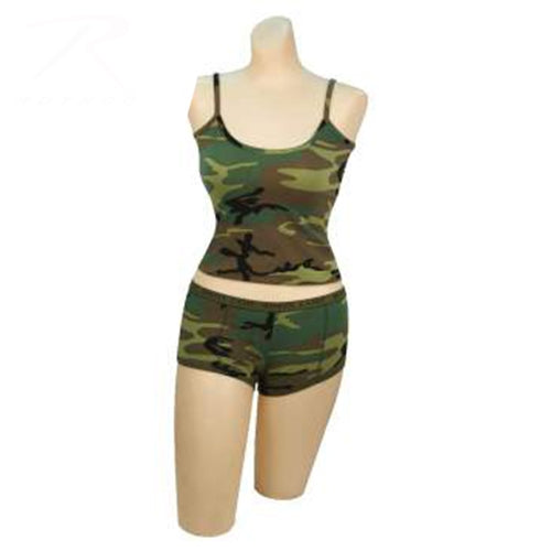 military and police store: military and police store: womens 'booty camp' shorts & tank top: woodland