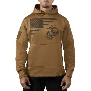 military and police store: military and police store: usmc ega concealed carry hoodie: coyote brown