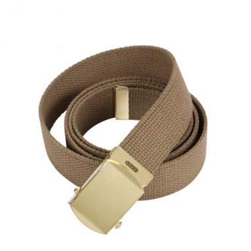 military and police store: military and police store: web belt: coyote brown with gold buckle