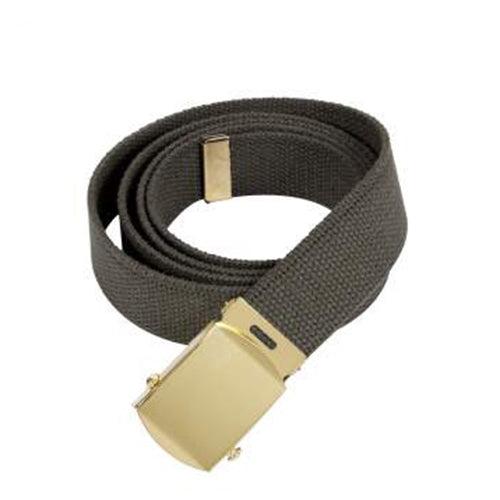 military and police store: military and police store: webe belt: olive drab with gold buckle