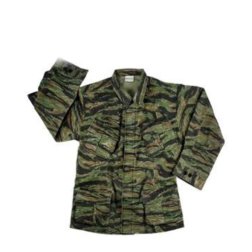 military and police store: military and police store: vintage vietnam era fatigue shirt-tiger stripe