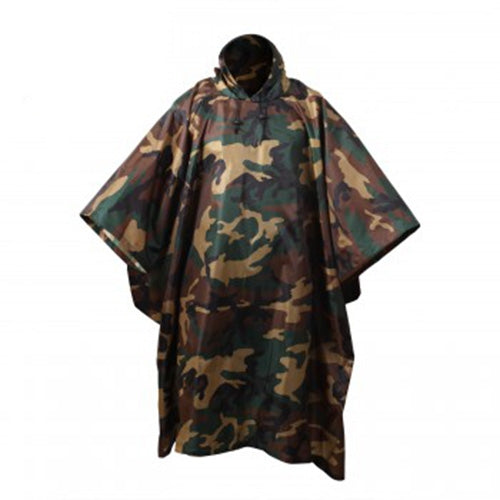 military and police store: military and police store: gi type military rip-stop poncho: woodlnad camo