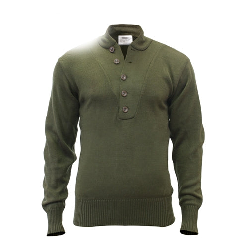 military and police store: military and police store: g.i. 5 button sweater: olive drab