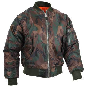military and police store: military and police store: ma-1 flight jacket: woodland camo