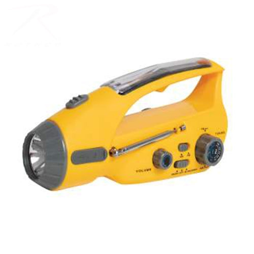 military and police store: military and police store: survival: solar/wind up flashlight with radio
