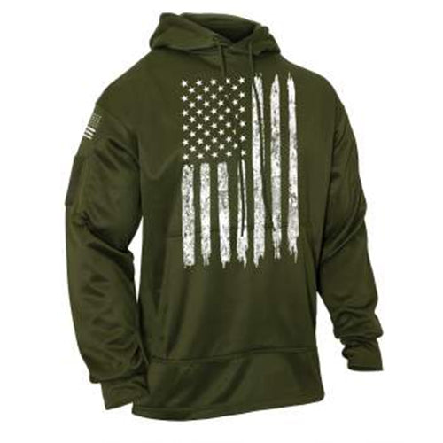 military and police store: military and police store: concealed carry flag hoodie: olive drab