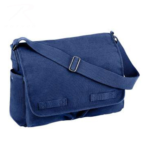 military and police store: military and police store: vintage washed canvass messenger bag: blue