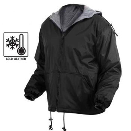 military and police store: military and police store: reversible fleece lined waterproof jacket: black
