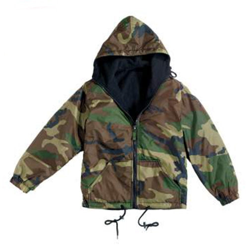 military and police store: military and police store: reversible fleece lined waterproof jacket: woodland camo