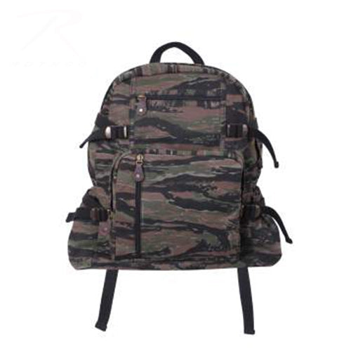 military and police store: military and police store: vintage jumbo canvass backpack: tiger stripe