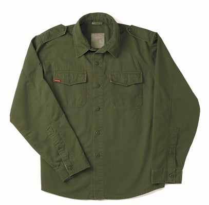 military and police store: military and police store: vintage fatigue shirt: olive drab