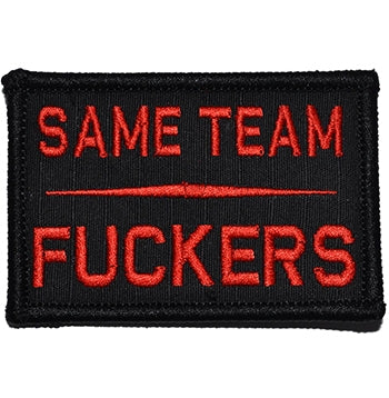 military and police store: military and police store: morale patch: same team fuckers black with red lettering