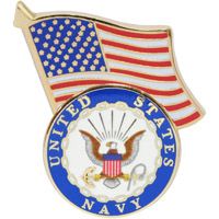 Military Pin: US Flag/USN Logo